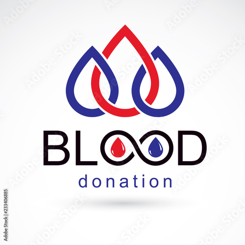 Vector blood donation inscription created with limitless symbol. Save life and donate blood conceptual illustration.