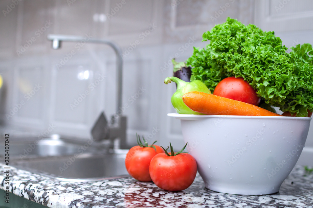 Fresh, clean vegetables for cooking salad. Right and healthy food. Diet Fresh, clean vegetables for cooking salad. Right and healthy food. Diet