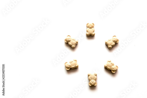 vitamins on white background, place for text, for children