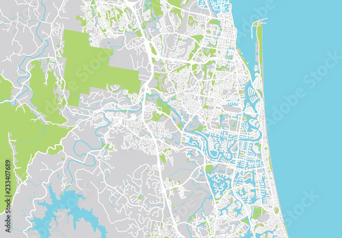 Urban vector city map of Gold Coast, Australia