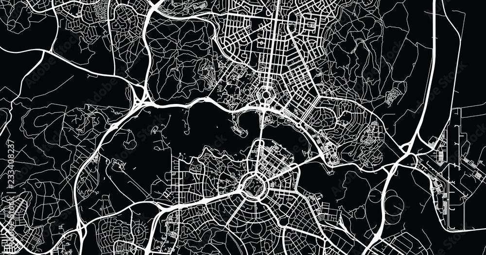 Urban vector city map of Canberra, Australia