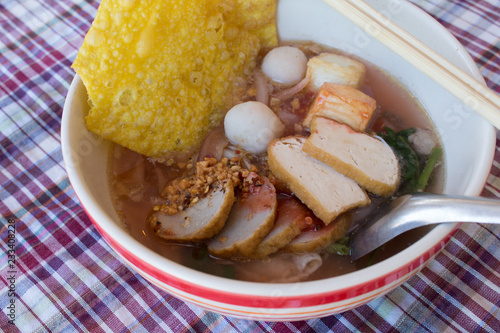 Rice Noodle with Pork ball  pork and vegetable favorite food