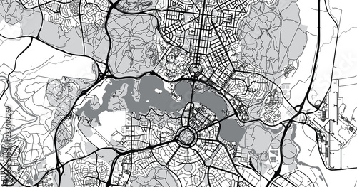 Urban vector city map of Canberra, Australia