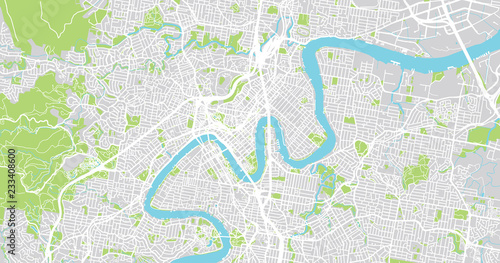 Urban vector city map of Brisbane, Australia photo