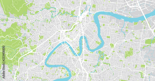 Urban vector city map of Brisbane, Australia