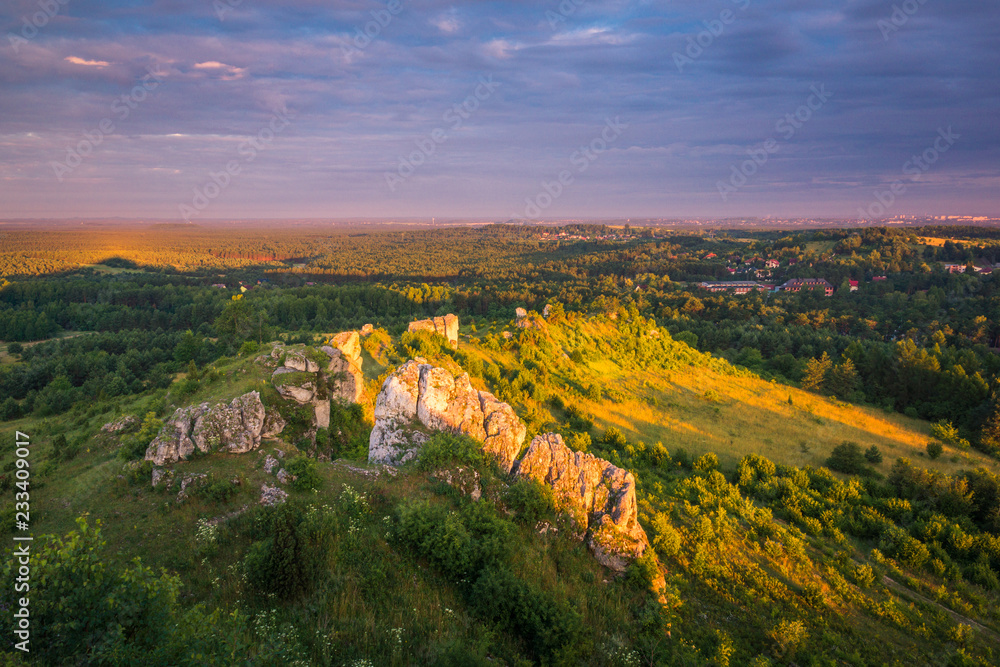 View from Mountain Biaklo near Olsztyn in Jura Krakowsko-Czestochowska, Poland