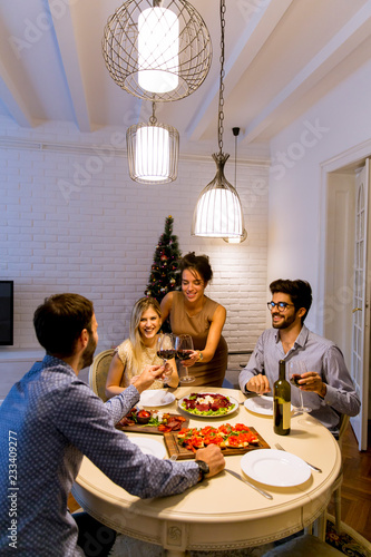 Friends celebrating Christm...