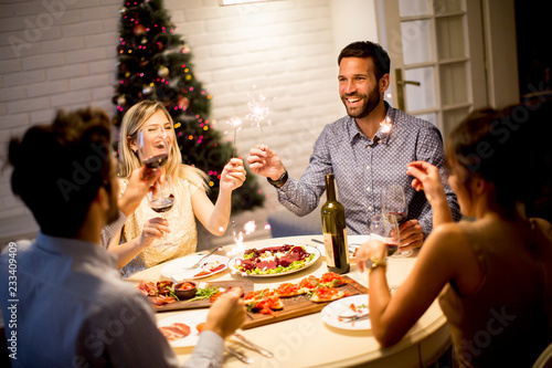 Friends celebrating Christm...