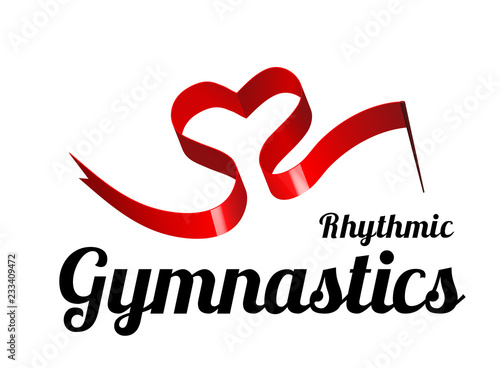 Ribbon for rhythmic gymnastics in the shape of a heart. Vector illustration on white