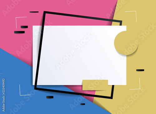 Frame with copy space for text design template, flyer, poster, card, banner, advertising layout, moderate colors and geometric shapes vector modern style paper cut 3d illustration.