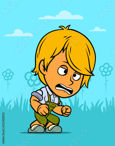 Cartoon crazy farmer boy character