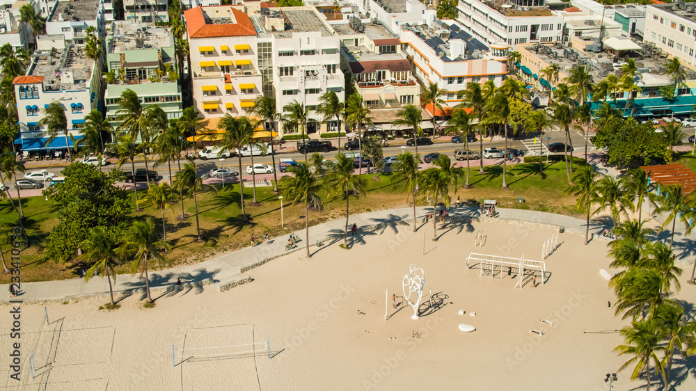 Obraz Widok z lotu ptaka Miami Beach Lummus Park Muscle Beach Ocean Drive