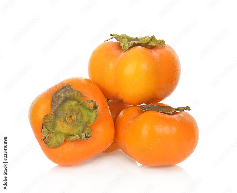 fresh ripe persimmons isolated on white background fresh ripe persimmons isolated on white background