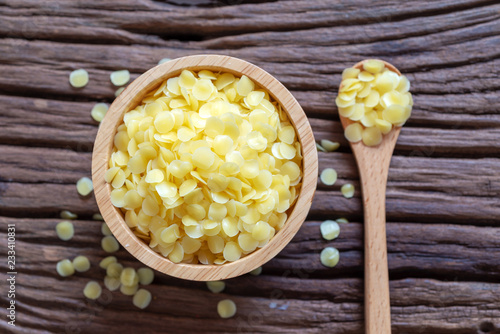 pure organic yellow beeswax pellets for homemade natural  beauty and D.I.Y. project.