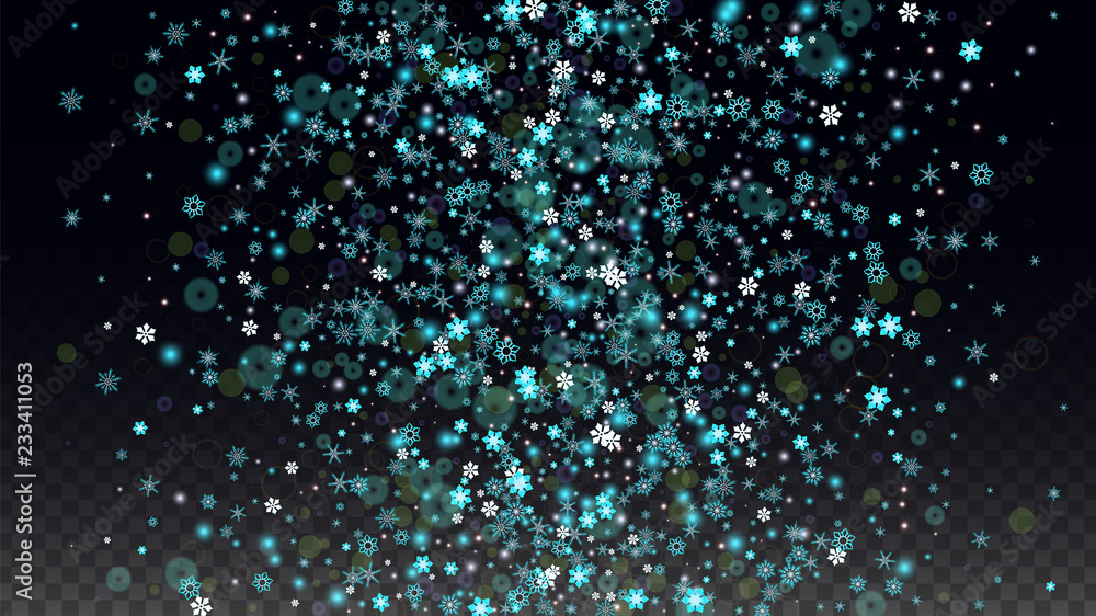 Christmas Vector Background with Blue Falling Snowflakes Isolated on Transparent Background. Realistic Snow Sparkle Pattern. Snowfall Overlay Print. Winter Sky. Design for Party Invitation. Christmas Vector Background with Blue Falling Snowflakes Isolated on Transparent Background. Realistic Snow Sparkle Pattern. Snowfall Overlay Print. Winter Sky. Design for Party Invitation.