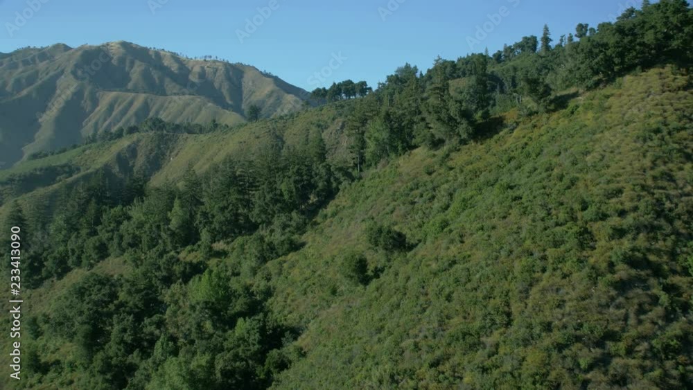 Aerial view Santa Lucia Mountains Big Sur California