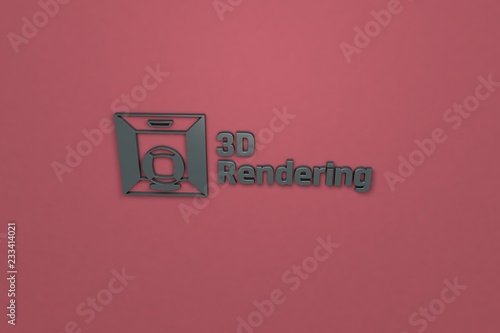 Text 3D Rendering with grey 3D illustration and red background