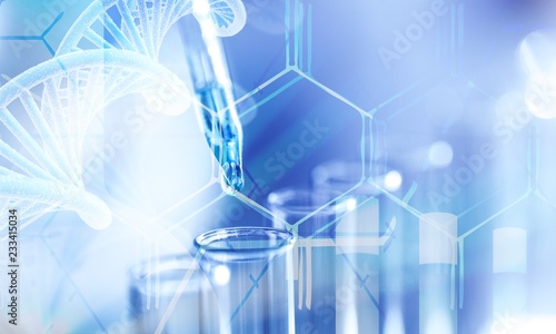 Tableau sur toile Science laboratory test tubes , laboratory equipment