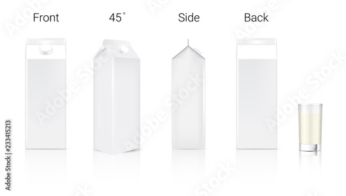 3D Mock up Realistic Milk Bottle, Carton Pack Box and Glass for food and Drink product packaging Background.