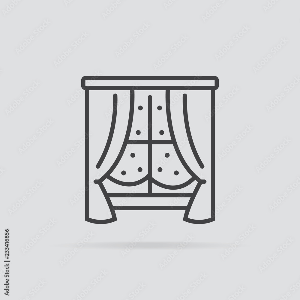 Winter window icon in flat style isolated on grey background. Winter window icon in flat style isolated on grey background.