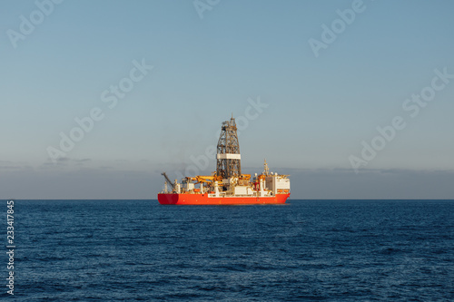 offshore oil and gas drillship in the open sea