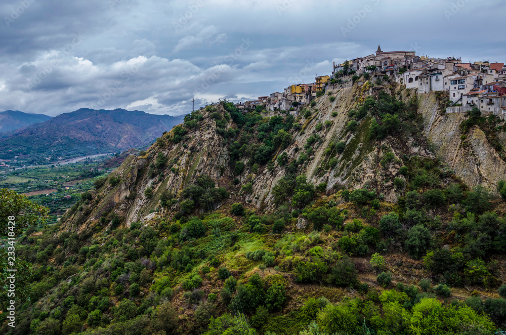 view of town at mountains