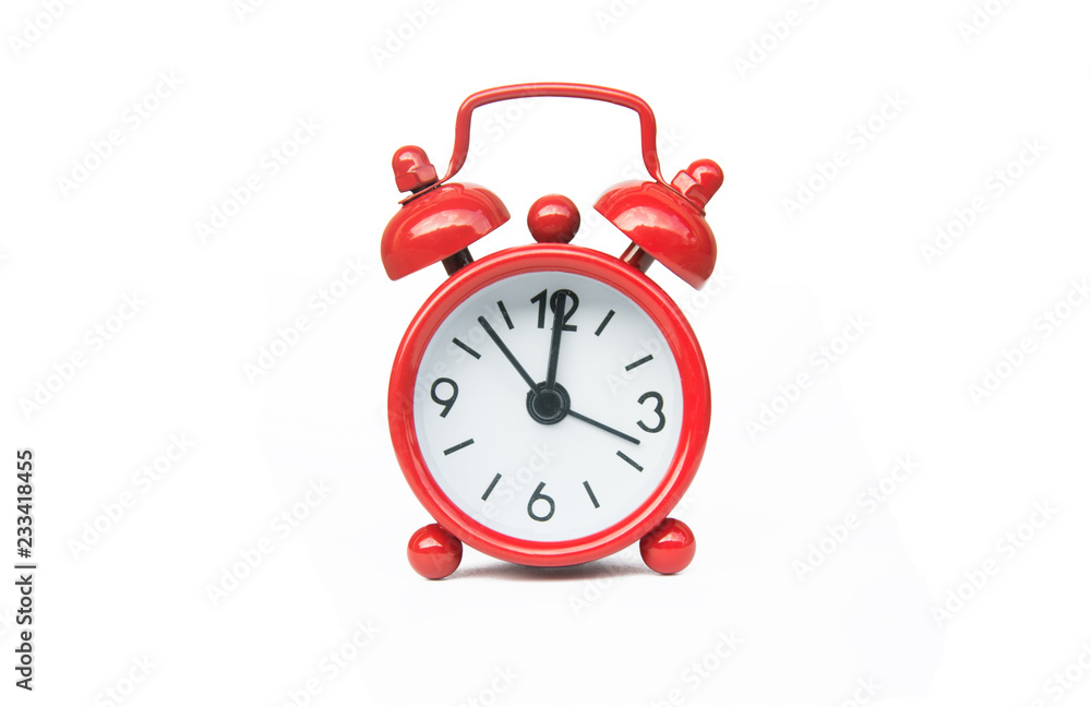 Red alarm clock isolated on white background with clipping path Red alarm clock isolated on white background with clipping path