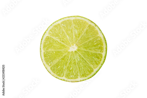 Lime slice isolated on white background with clipping path