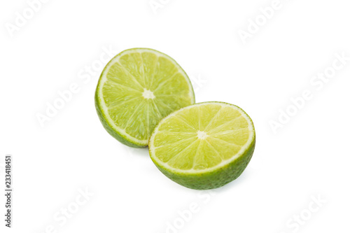 Lime slice two Piece isolated on white background with clipping path