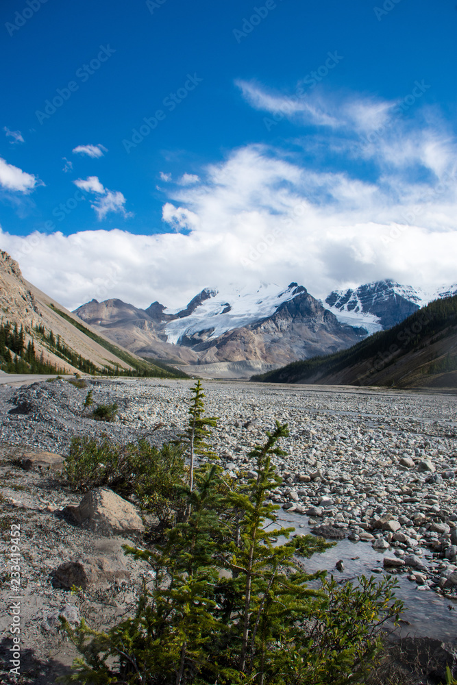 Rocky river tundra along the Icefields Parkway in the Canadian Rockies, Jasper National Park Rocky river tundra along the Icefields Parkway in the Canadian Rockies, Jasper National Park