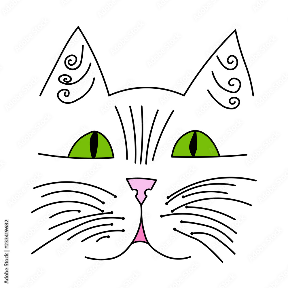 Cute Cat Face Vector Illustration Of A Cat Face Hand Drawn Funny Cat cute-cat-face-vector-illustration-of-a-cat-face-hand-drawn-funny-cat