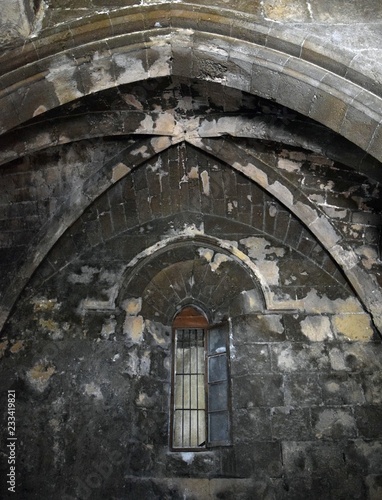 İnterior of the old Catholic Church. The Church inside, the decoration Church. North Cyprus Bellapais Abbey 