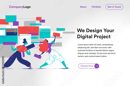Digital agency homepage template illustration