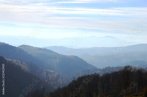 landscape of the hills and mountains in autumn 