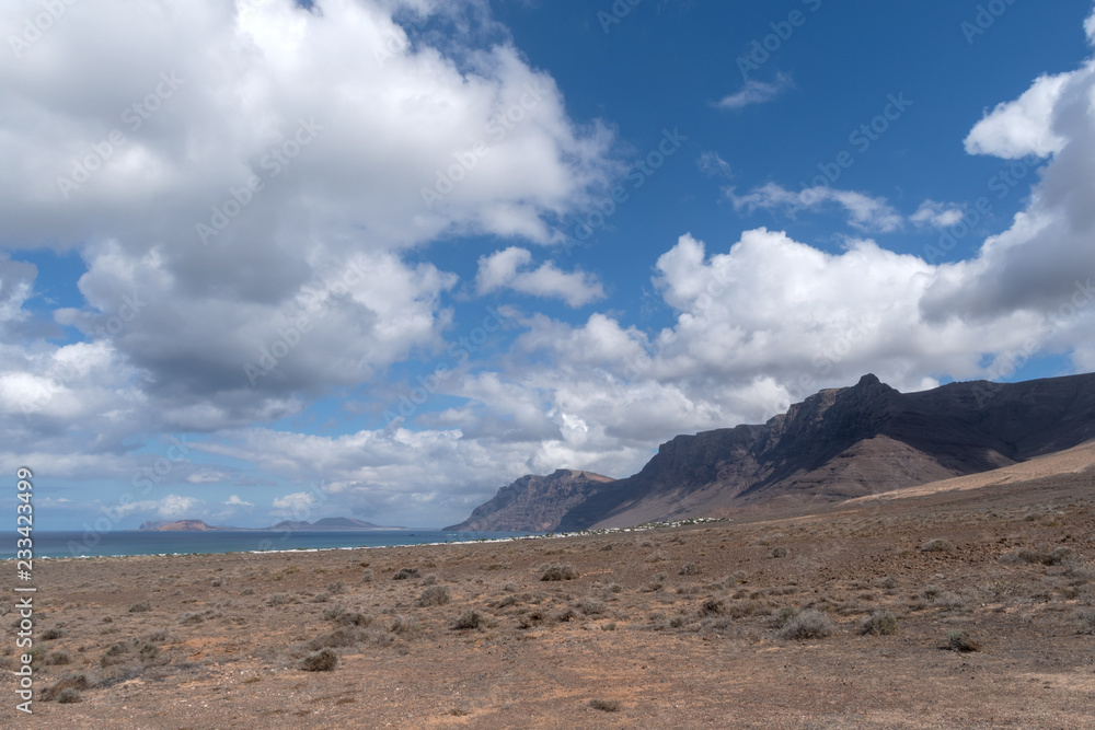 View of Caleta de Famara, Lanzarote, Canary Islands, Spain