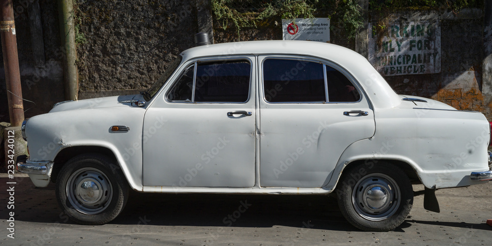 Car parked at roadside, Darjeeling, West Bengal, India Car parked at roadside, Darjeeling, West Bengal, India