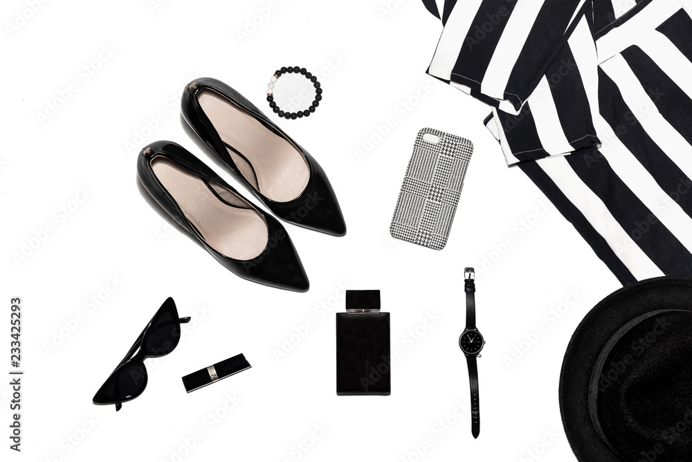 Fototapeta premium women's accessories on top, stylish, fashion women's things