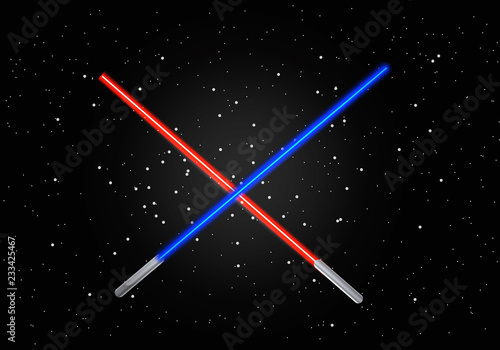 Two crossed light swords vector illustration