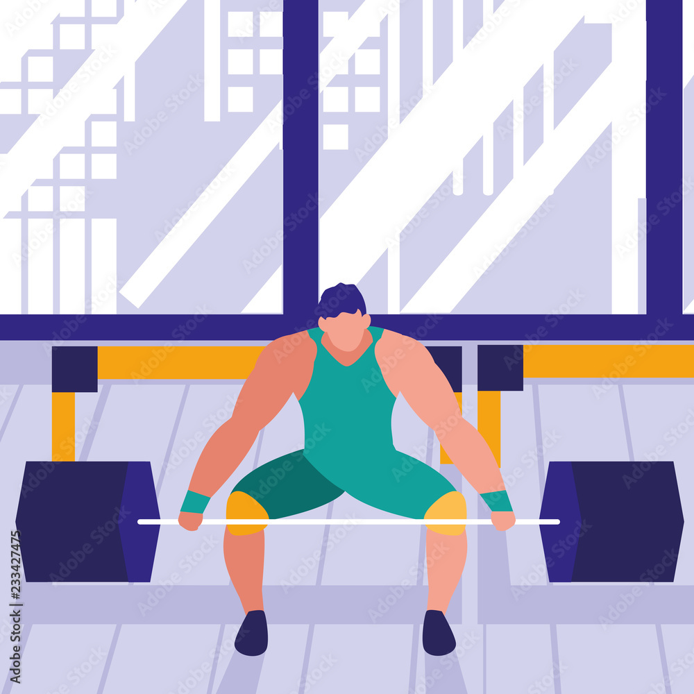 Fototapeta premium man lifting weights design