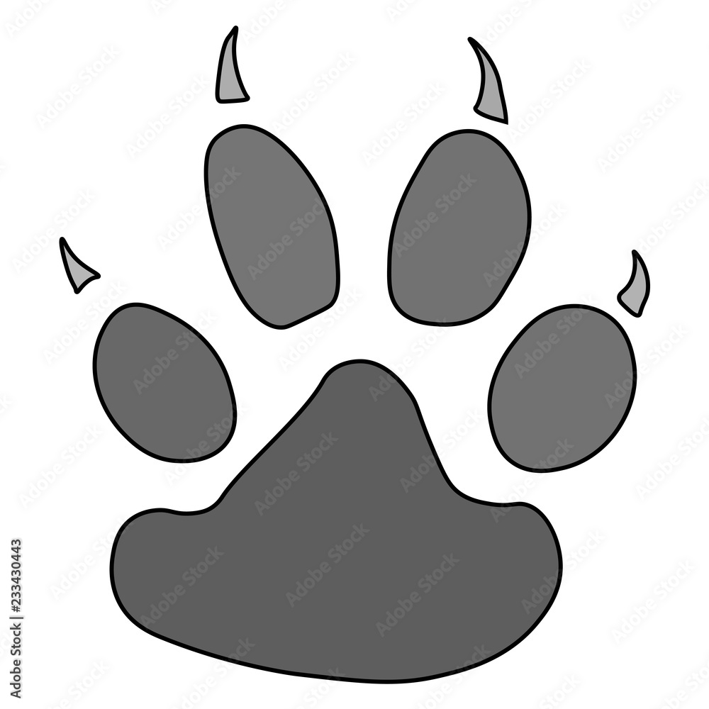 paw. Vector illustration of a cat's paw with claws. Hand drawn paw an animal with claws. Stock Vector Adobe
