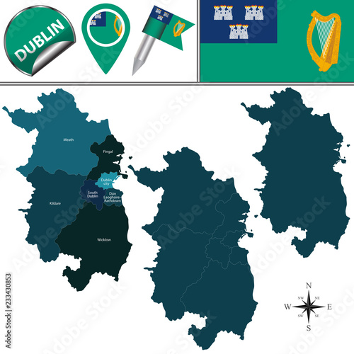 Map of Dublin with counties