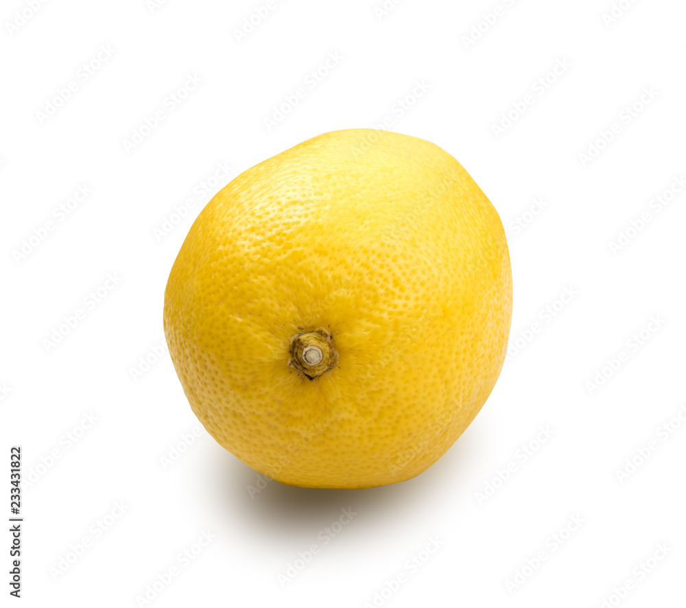Yellow Lemon with Green Leaf Isolated on White Yellow Lemon with Green Leaf Isolated on White