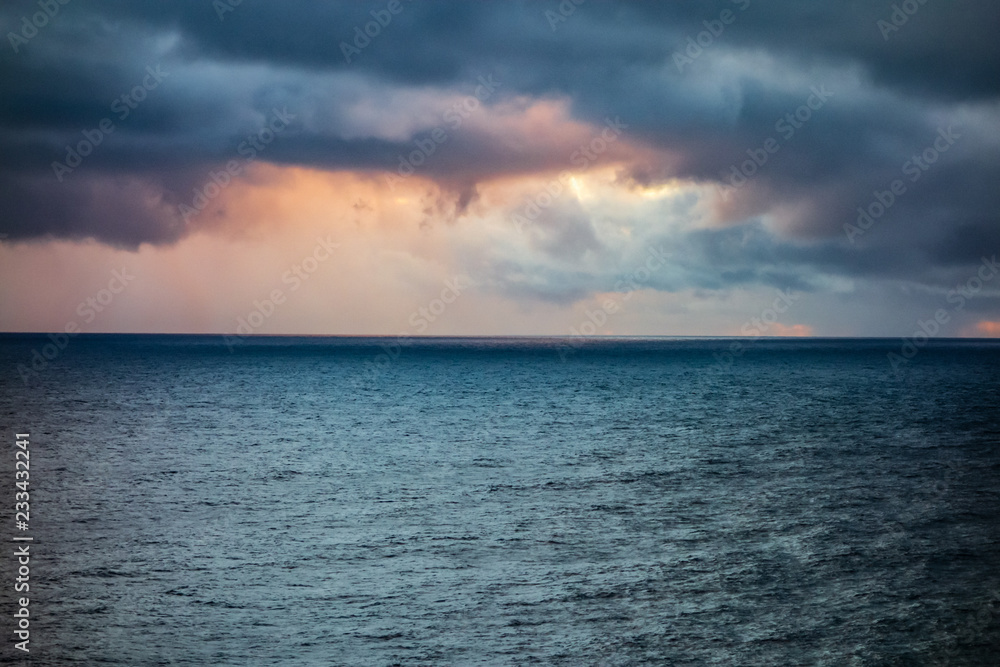 Dangerous storm is coming above the ocean near the Salmon Beach in Western Australia