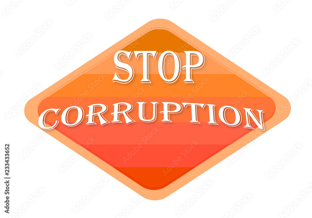 stop corruption sign isolated on white background stop corruption sign isolated on white background
