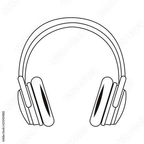 music headphone cartoon black and white