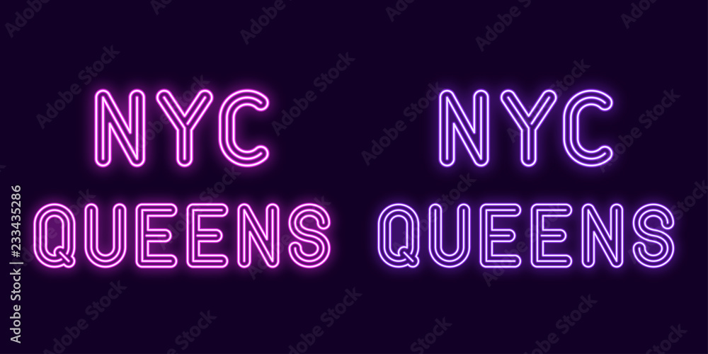 Neon inscription of New York city, Queens borough Neon inscription of New York city, Queens borough