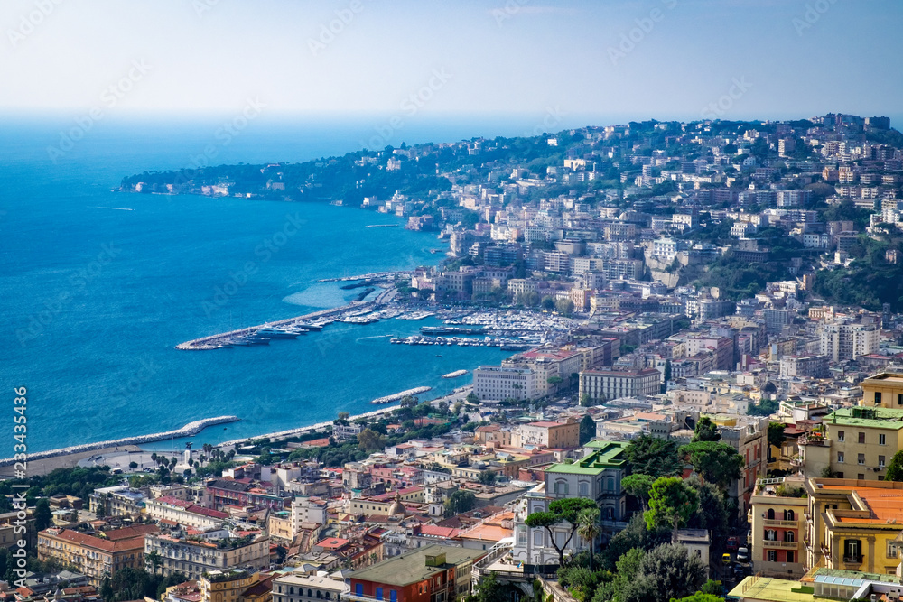 View of the coast of Naples, Italy