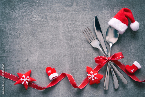 Christmas table place setting photo