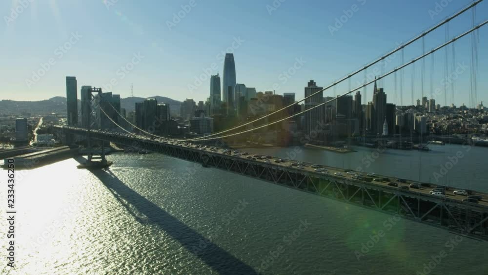 Aerial view Bay bridge San Francisco America Aerial view Bay bridge San Francisco America