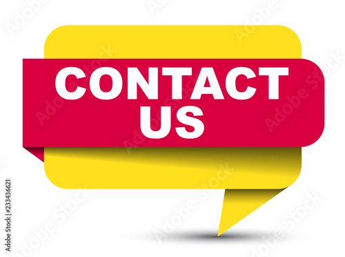 red vector banner contact us
